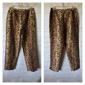 Silk Club Collection Animal Print Silk Pants Brown Tan Black High Waist Size 10